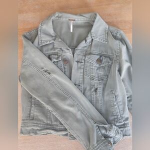Free People Sage Green Jean Jacket, Sz. 4